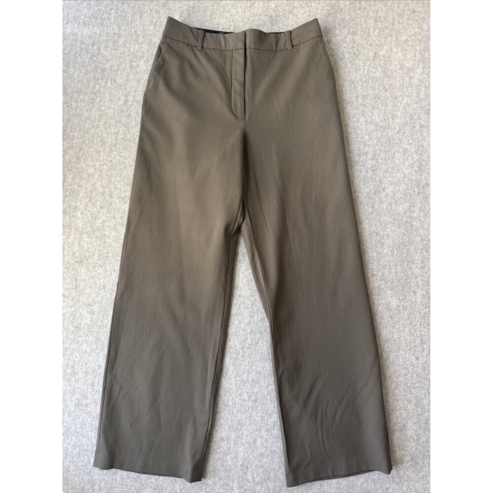 Babaton Aritzia Agency Pant Womens 10 Olive Italian Wool Blend Wide Leg